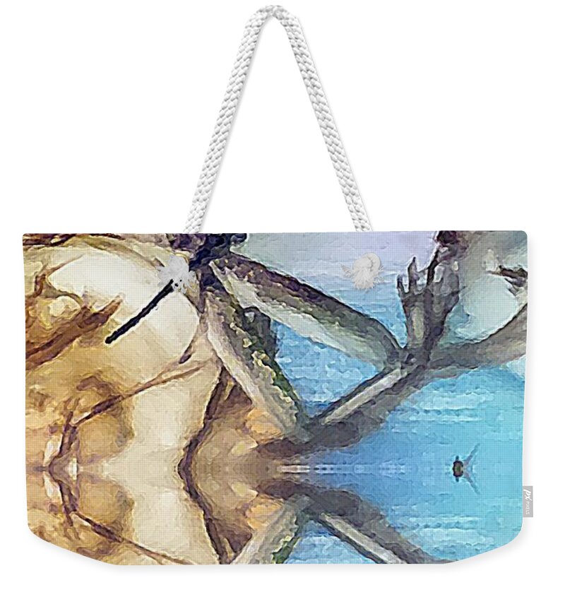 Dragonfly Weekender Tote Bag featuring the photograph Reflection of the Damselfly by Kathleen Voort
