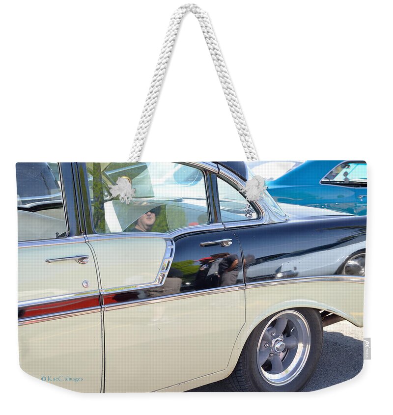 Vintage Car Weekender Tote Bag featuring the photograph Reflections at the Car Show 3 by Kae Cheatham