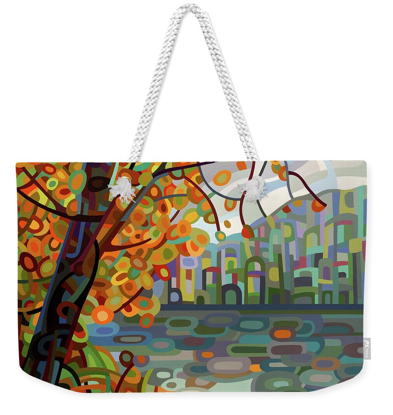 Fine Art Weekender Tote Bag featuring the painting Reflections by Mandy Budan