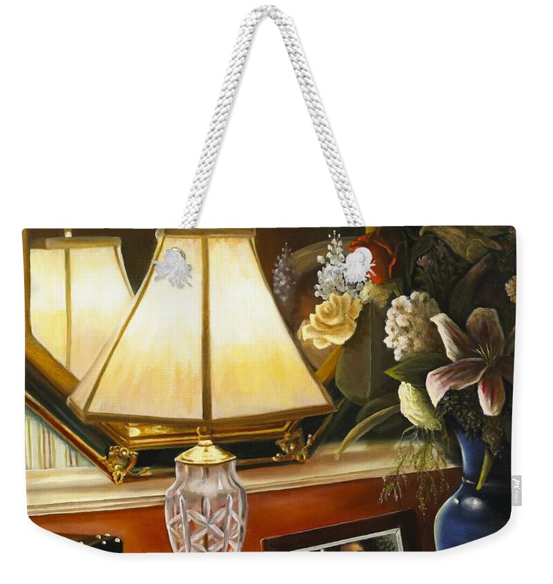 Still Life Weekender Tote Bag featuring the painting Reflections by Marlene Book