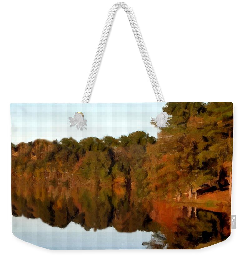 Pennsylvania Weekender Tote Bag featuring the painting Reflections of a Pennsylvania Autumn by David Dehner