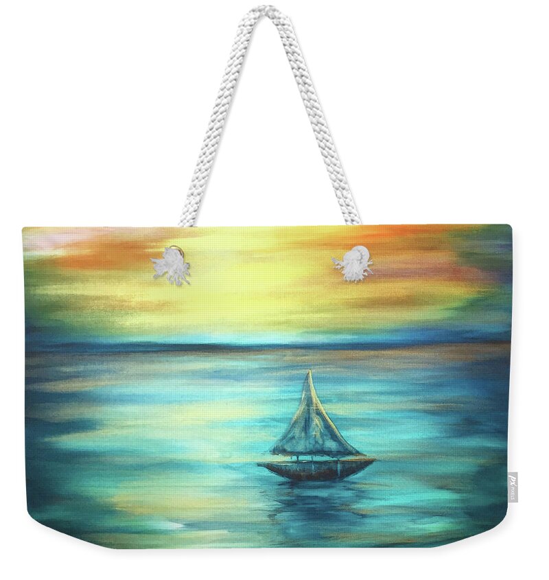 Reflections Weekender Tote Bag featuring the painting Reflections of Peace by Michelle Pier