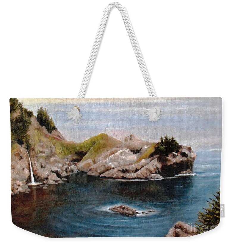 Mcway Falls Weekender Tote Bag featuring the painting Reflections of the Past by Hazel Holland