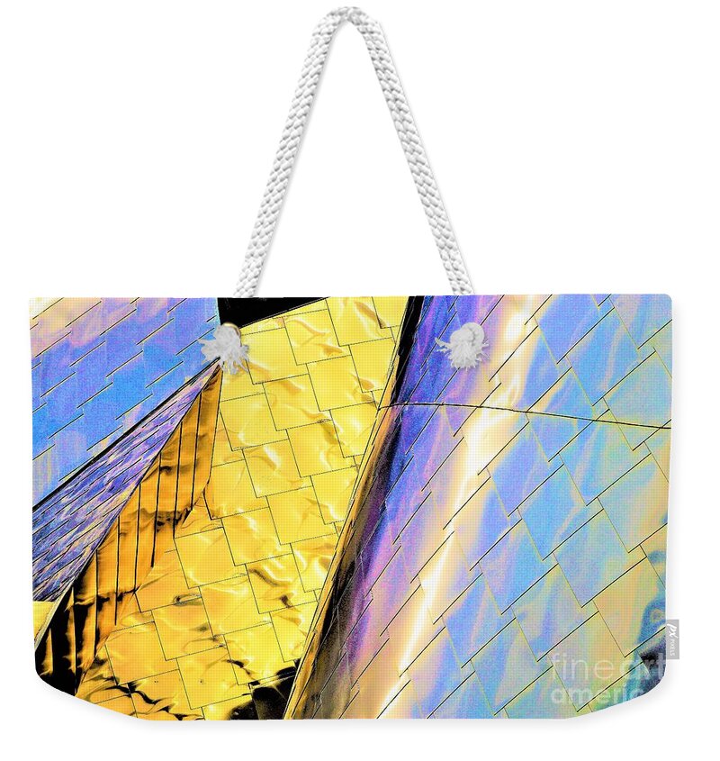 Reflections Peter B. Lewis Building Weekender Tote Bag featuring the photograph Reflections on Peter B. Lewis Building, Cleveland2 by Merle Grenz