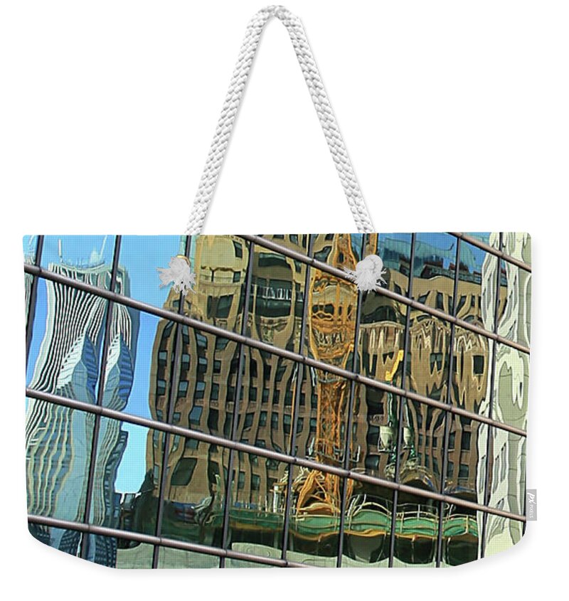 Reflective Weekender Tote Bag featuring the photograph Reflective Chicago by Paula Guttilla