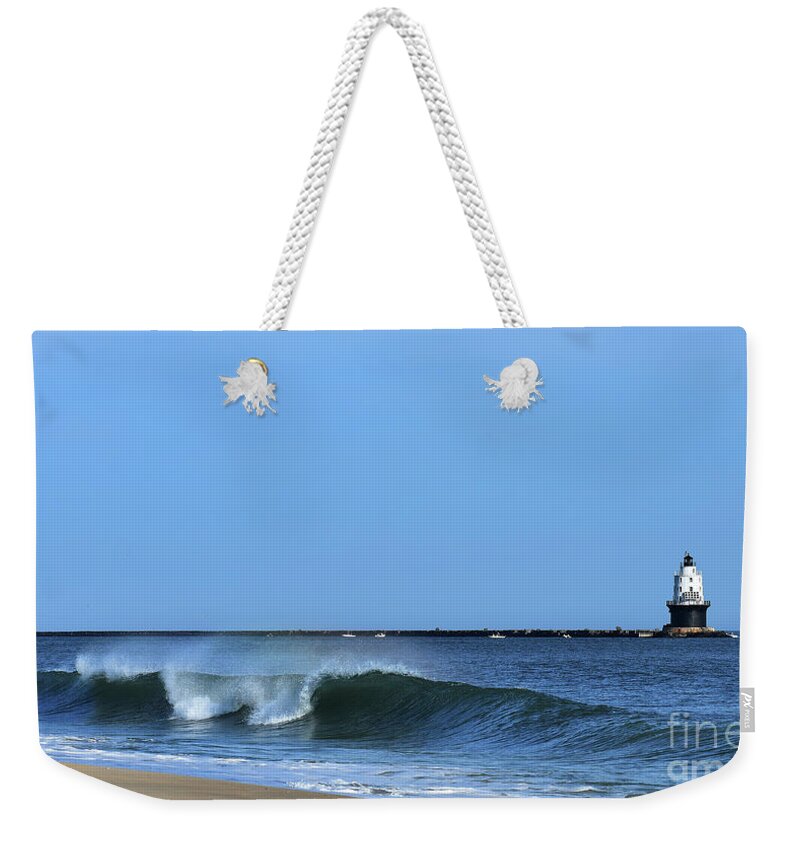 Lighthouses Weekender Tote Bag featuring the photograph Refuge Breakers by Skip Willits