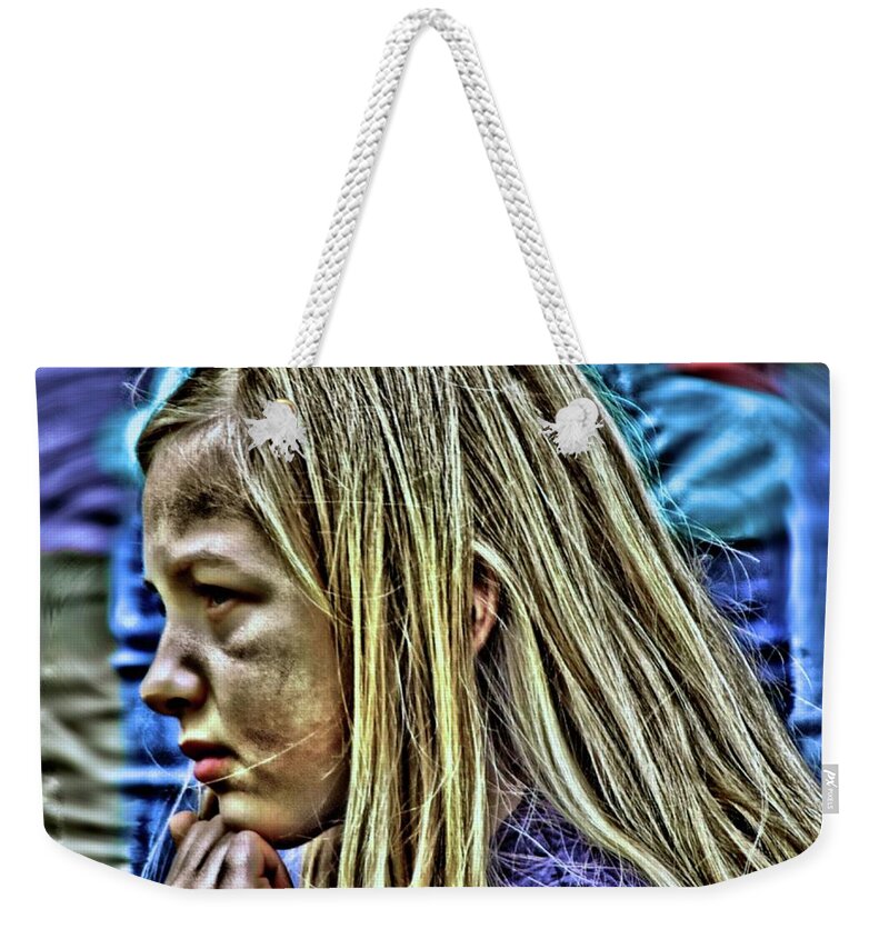 Girl Weekender Tote Bag featuring the digital art Refugee by Vincent Green