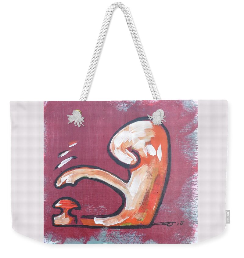Red Button Weekender Tote Bag featuring the painting Refurbished Button by Eduard Meinema