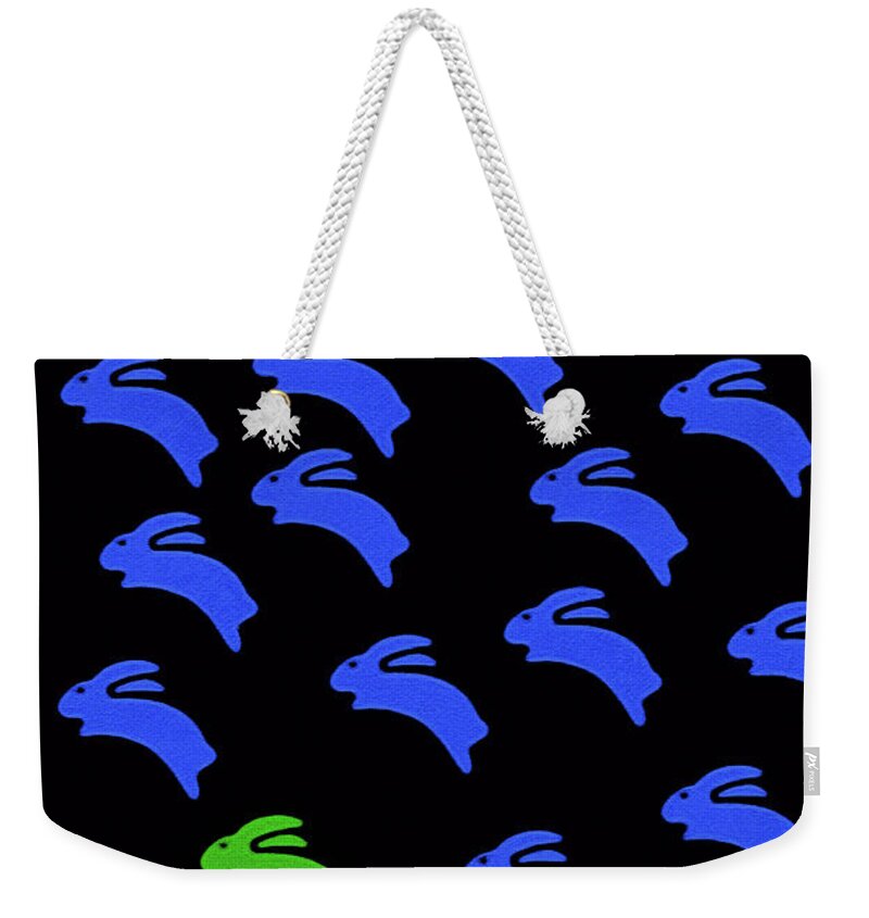 Individuality Weekender Tote Bag featuring the painting Refuse to Be Ordinary - Blue by Susan Maxwell Schmidt