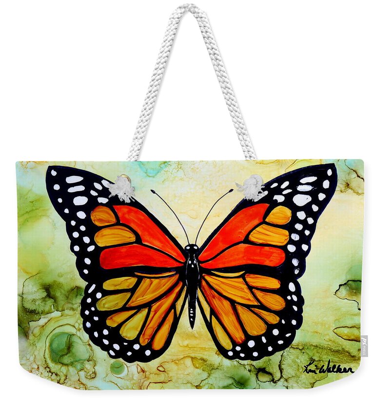 Green Weekender Tote Bag featuring the painting Regal Ink by Kimberly Walker