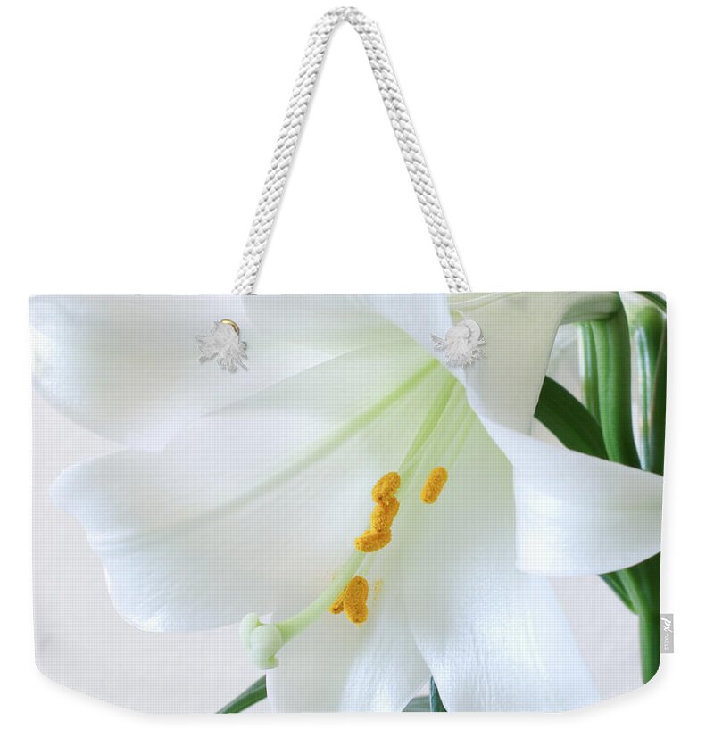 Lily Weekender Tote Bag featuring the photograph Rejoice, He is Risen by Anita Oakley