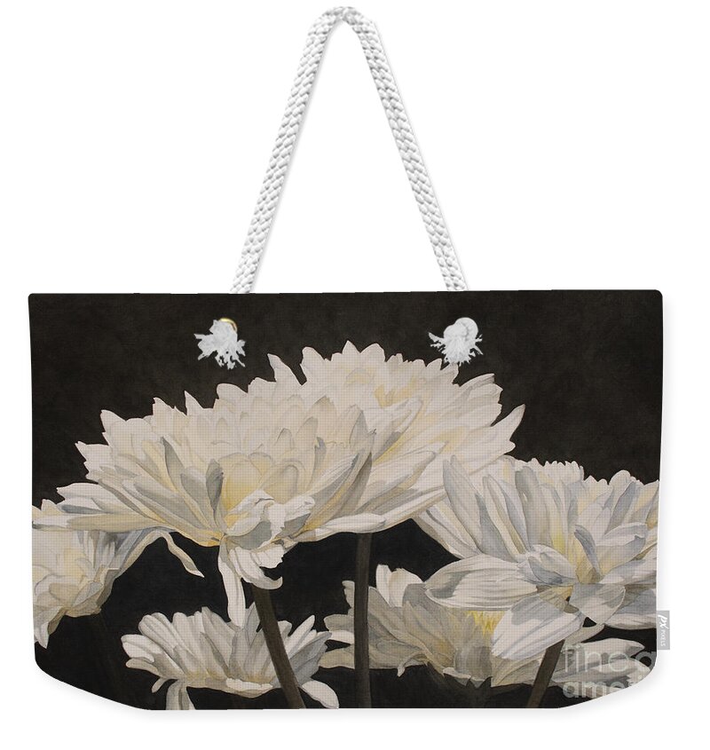 Flowers Weekender Tote Bag featuring the painting Rejoicing by Jan Lawnikanis
