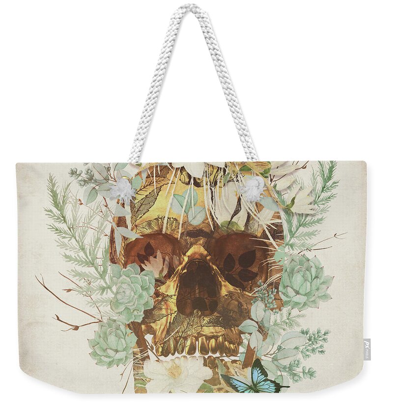 Relic Skull Butterfly Fantasy Surreal Dream Weekender Tote Bag featuring the digital art Relic by Katherine Smit