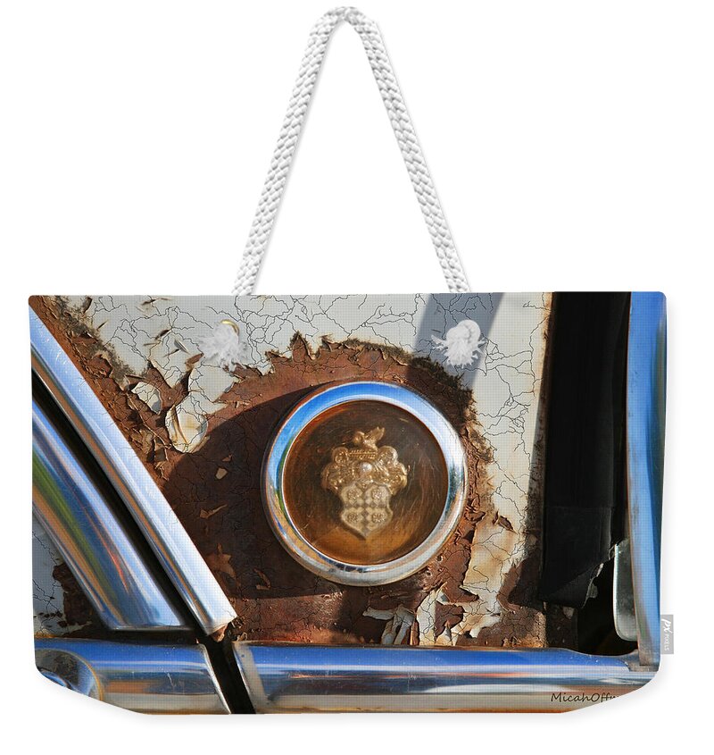Corrosion Weekender Tote Bag featuring the photograph Relic in the rust by Micah Offman