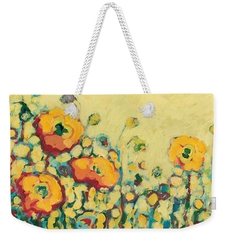 Floral Weekender Tote Bag featuring the painting Reminiscing on a Summer Day by Jennifer Lommers