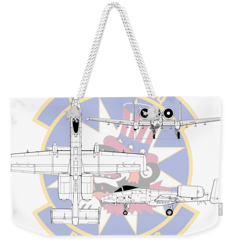 Republic Weekender Tote Bag featuring the digital art Republic A-10 Thunderbolt II by Arthur Eggers