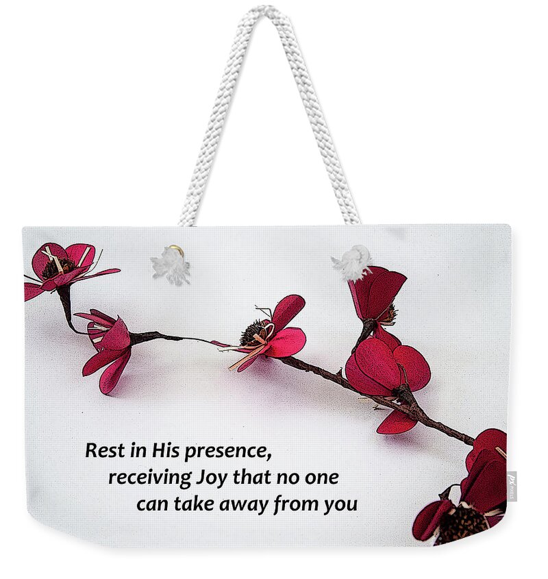 Floral Weekender Tote Bag featuring the digital art Rest In His Presence by Kirt Tisdale