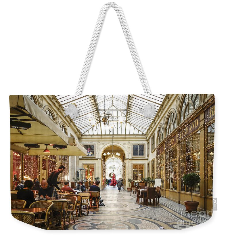 Galerie Weekender Tote Bag featuring the photograph Restaurant at Covered passage Galerie Vivienne, Paris by Perry Van Munster