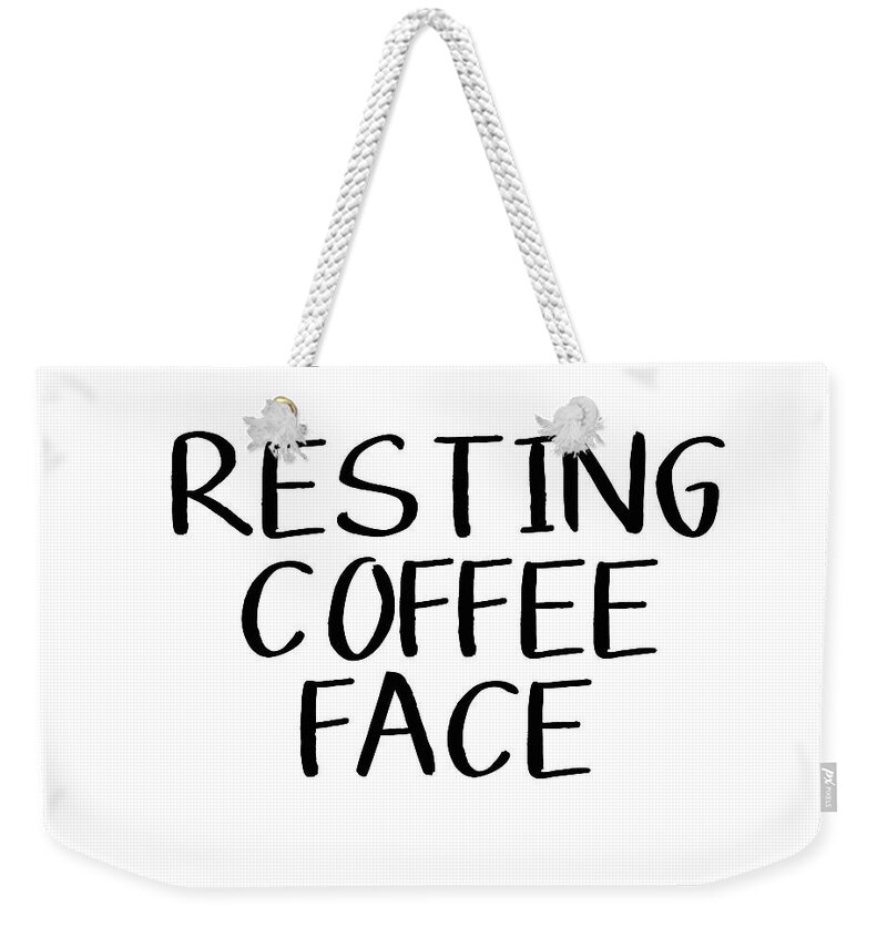 Coffee Weekender Tote Bag featuring the digital art Resting Coffee Face-Art by Linda Woods by Linda Woods