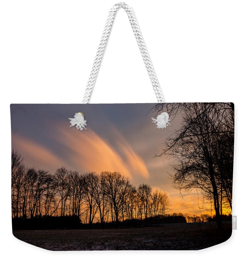 Snow Weekender Tote Bag featuring the photograph Retreating Clouds of the First Snow by Mark Rogers