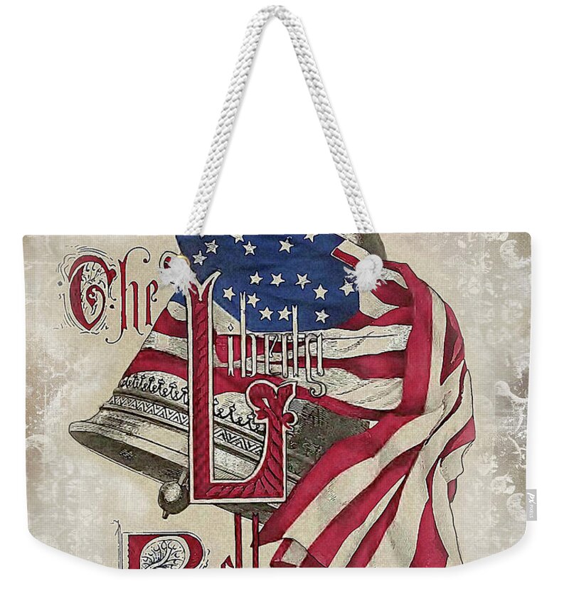 Patriotic Weekender Tote Bag featuring the digital art Retro Patriotic-A by Jean Plout