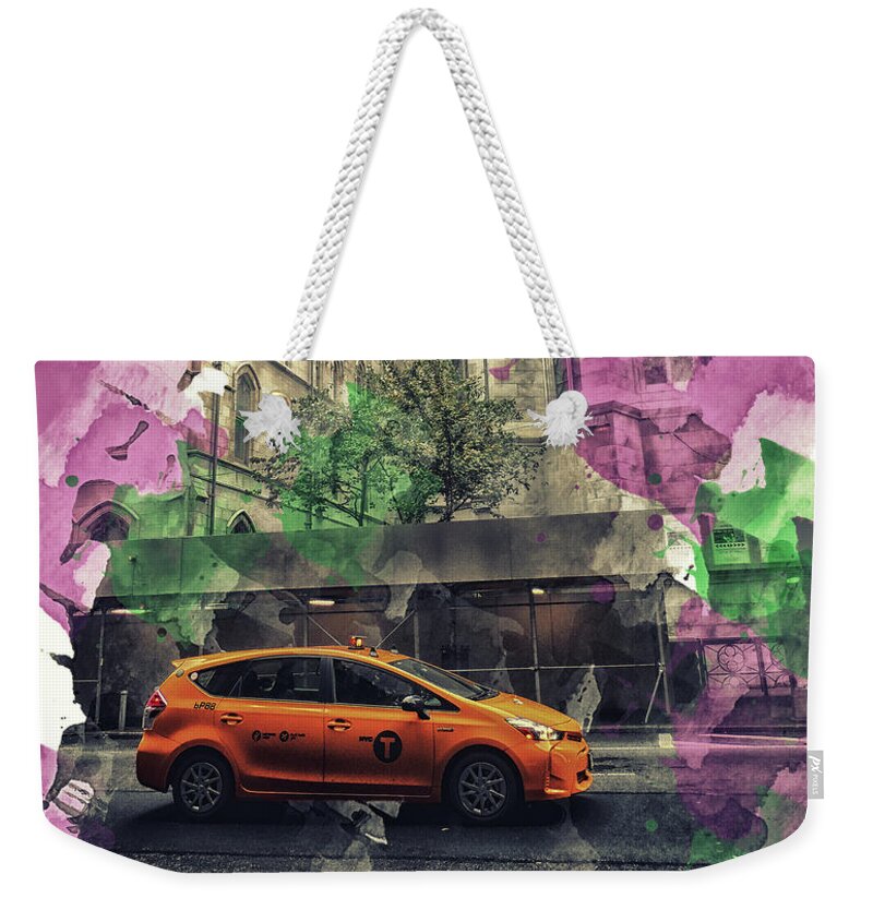City Weekender Tote Bag featuring the photograph Retro Yellow Cab Print by Martin Newman