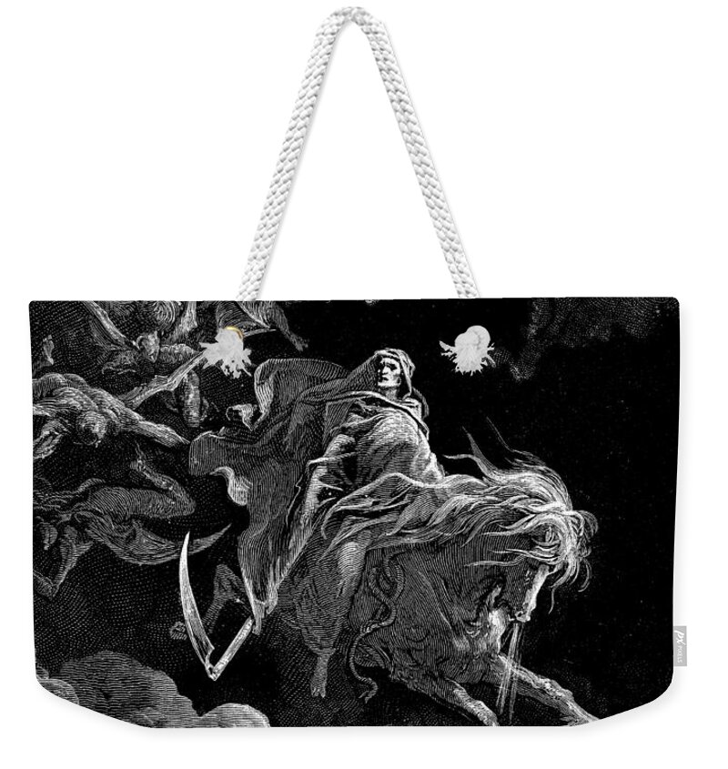 Dore Weekender Tote Bag featuring the drawing Revelation Vision of Death, by Gustave Dore by Gustave Dore