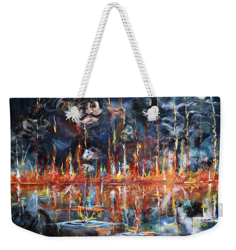 Bible Weekender Tote Bag featuring the painting Revelations 20_ 14-15 by Gary Smith