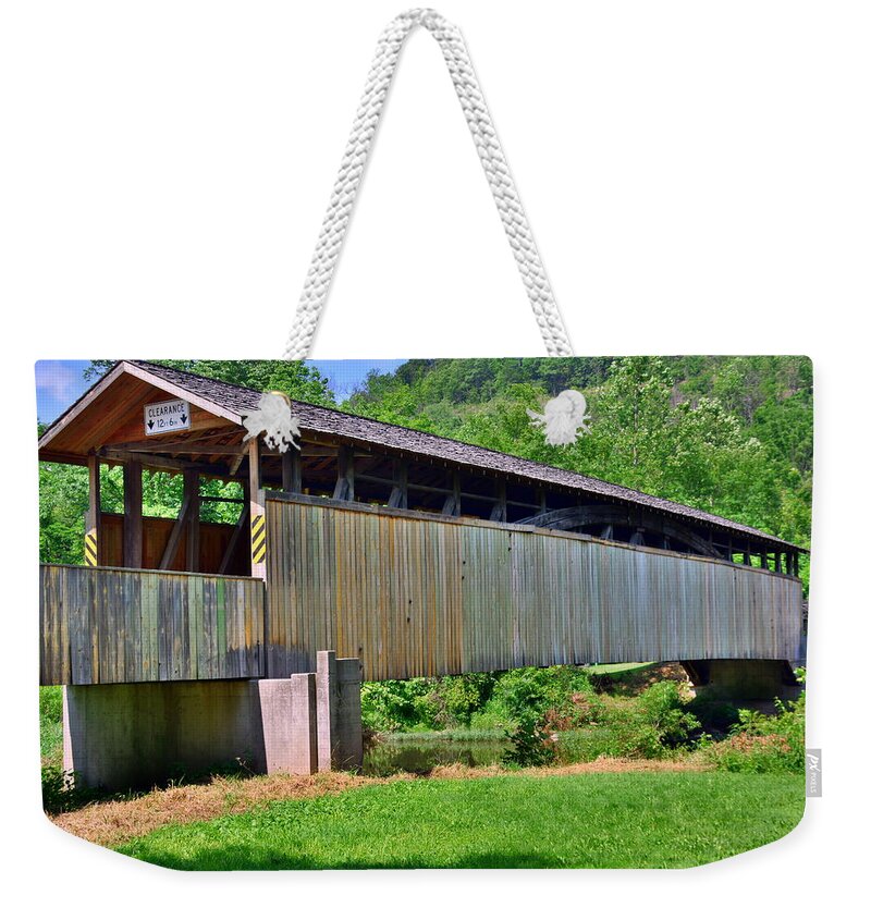 Claycomb Covered Bridge Weekender Tote Bag featuring the photograph Claycomb Covered Bridge by Lisa Wooten
