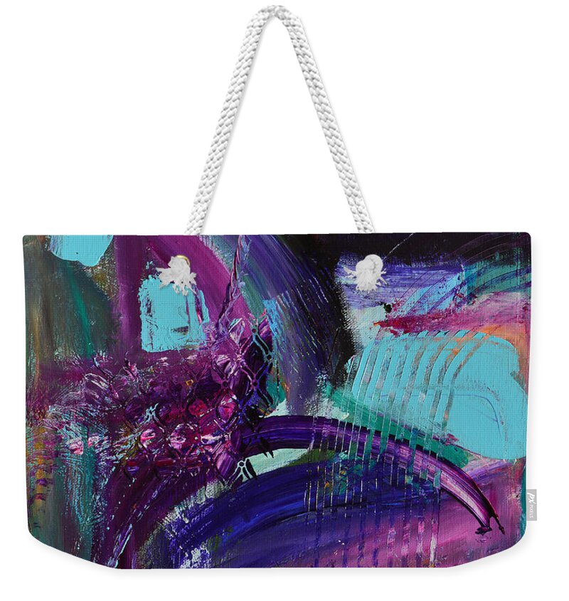 Modern Weekender Tote Bag featuring the painting Rhapsody In Raspberry by Donna Blackhall