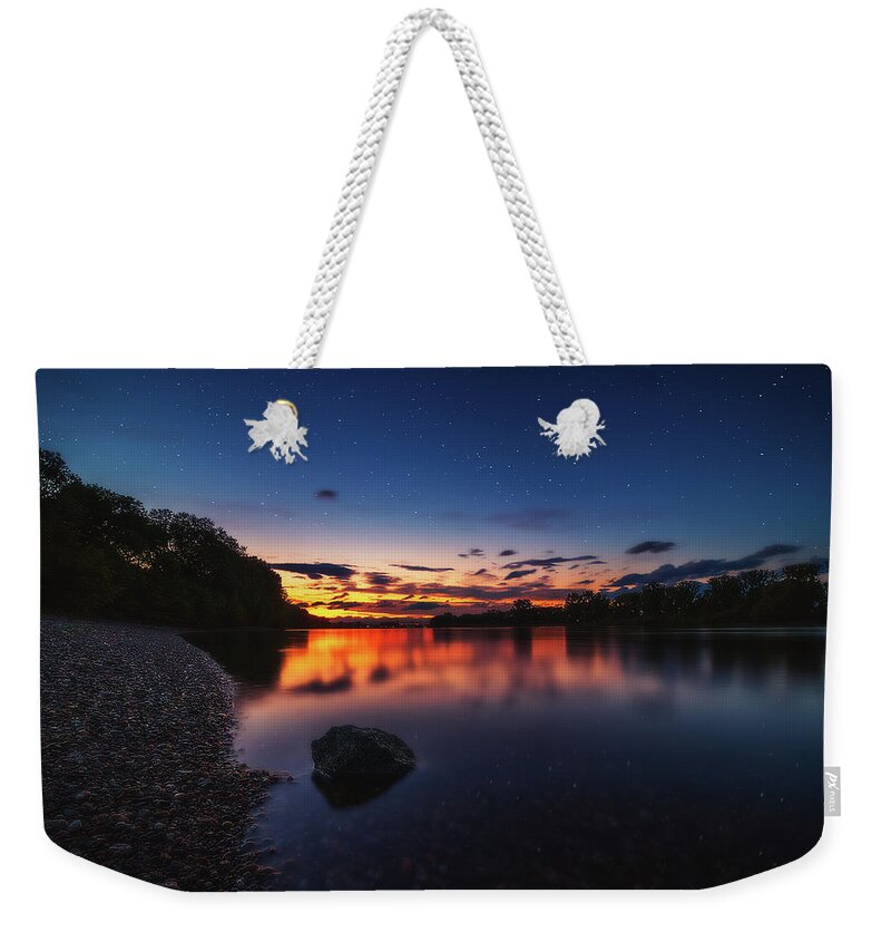 Rhine Weekender Tote Bag featuring the photograph Rhine at Night by Marc Braner