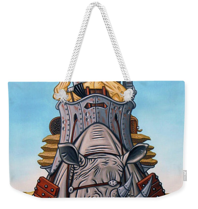  Weekender Tote Bag featuring the painting Rhinoceros Riders by Paxton Mobley