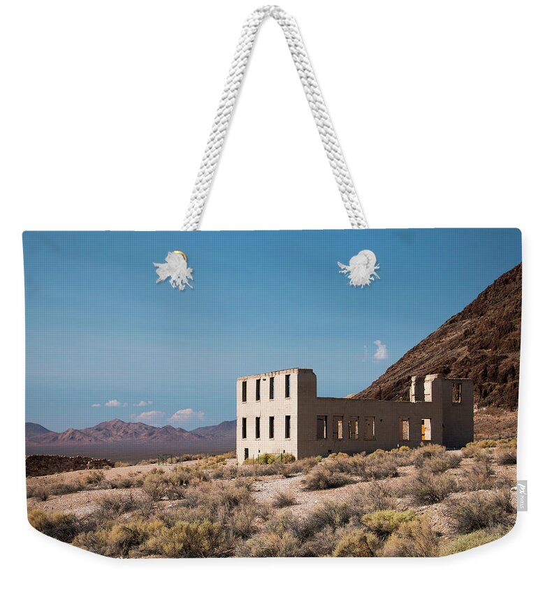 Rhyolite Weekender Tote Bag featuring the photograph Rhylolite School Nevada by Kristia Adams