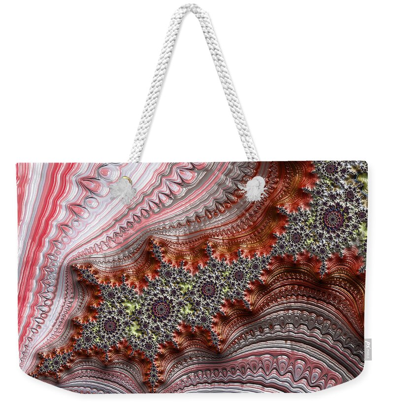 Abstract Weekender Tote Bag featuring the digital art Ribbon Candy Crystals by Michele A Loftus
