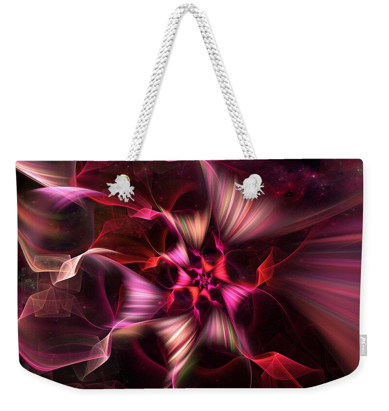 Abstract Weekender Tote Bag featuring the digital art Ribbon Candy Rose by Michele A Loftus