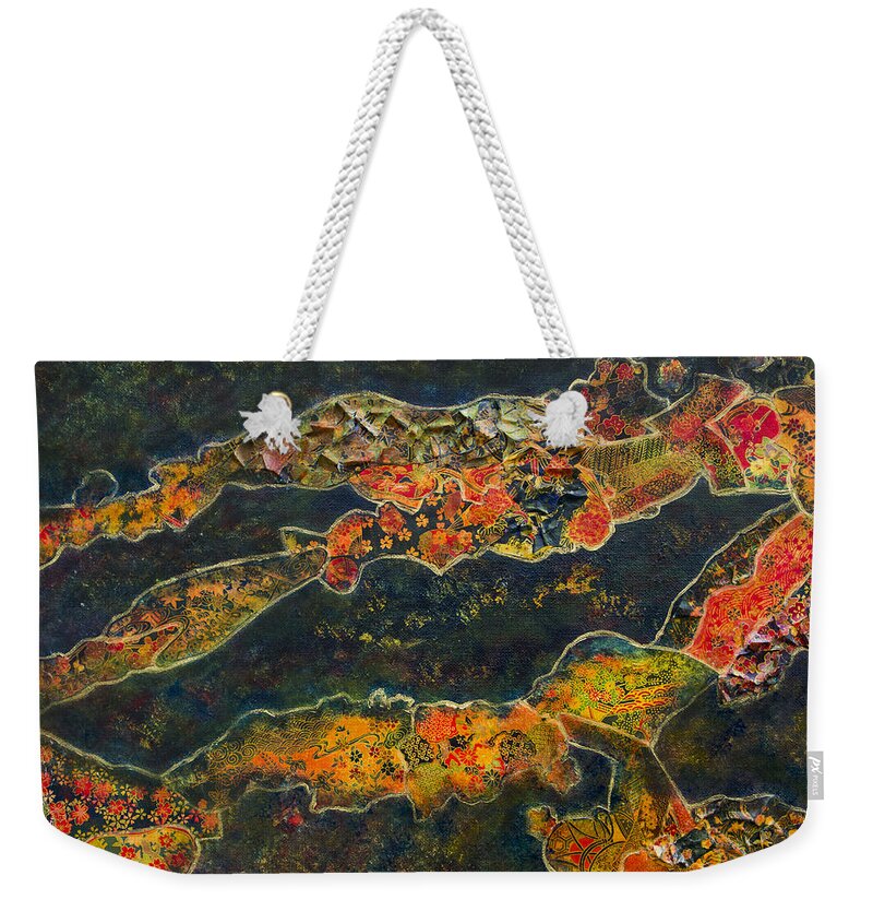 Abstract Weekender Tote Bag featuring the mixed media Ribbons of Origami by Jo-Anne Gazo-McKim