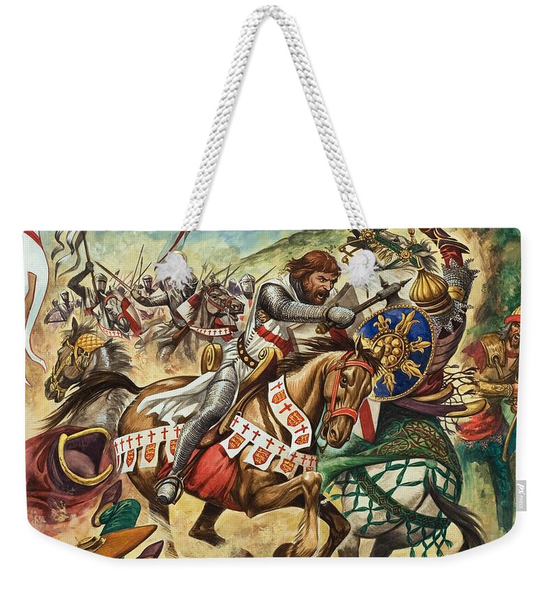 Richard Weekender Tote Bag featuring the painting Richard the Lionheart during the Crusades by Peter Jackson