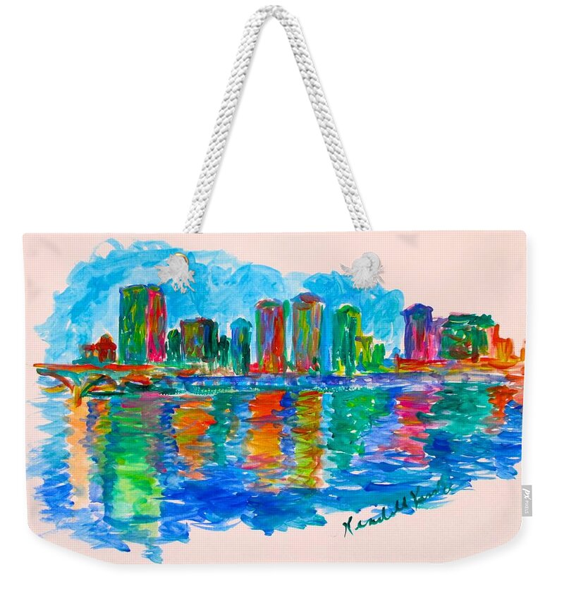 City Paintings For Sale Weekender Tote Bag featuring the painting Richmond Ripples Stage One by Kendall Kessler