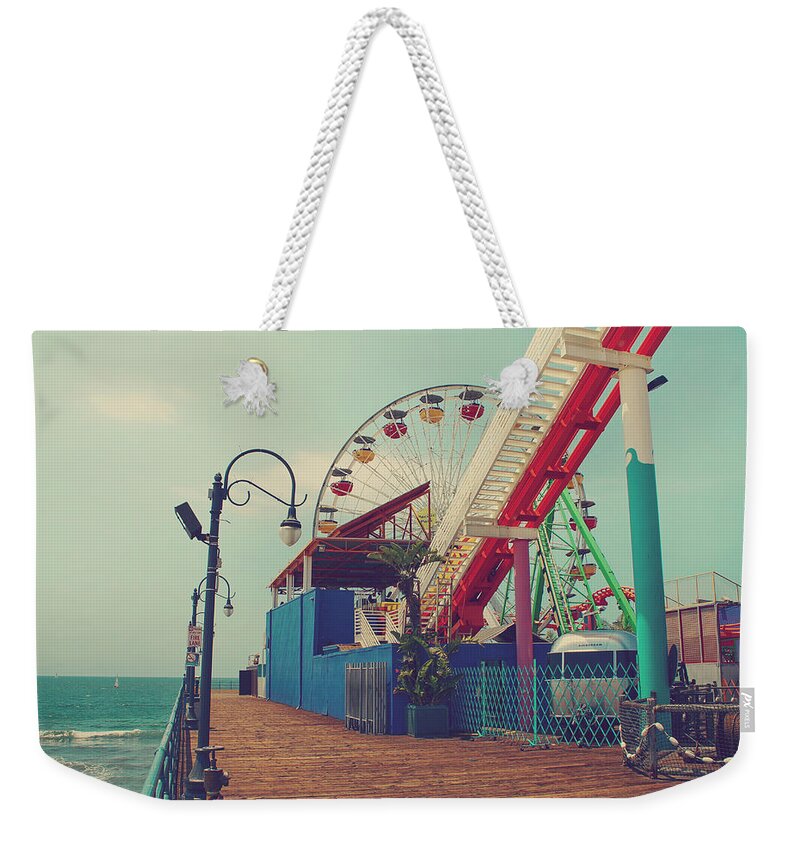 Santa Monica Pier Weekender Tote Bag featuring the photograph Ride it Out by Laurie Search