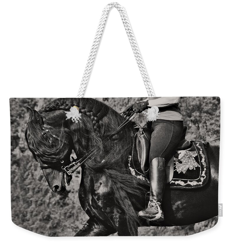 Rider And Steed Dance Weekender Tote Bag featuring the photograph Rider and Steed Dance by Wes and Dotty Weber