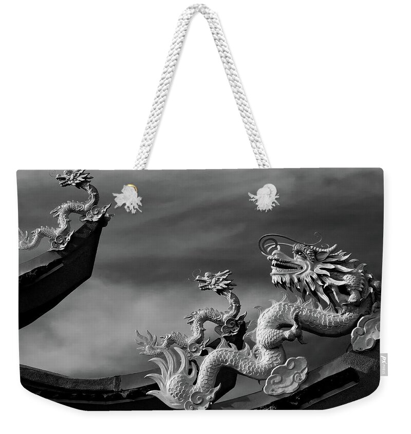 Dragon Sculpture Weekender Tote Bag featuring the photograph Riders On The Storm by Debra Sabeck