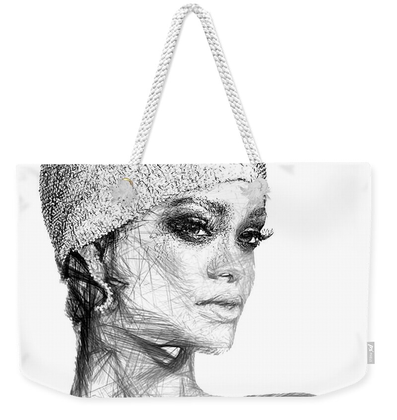 Rafael Salazar Weekender Tote Bag featuring the digital art Rihanna by Rafael Salazar