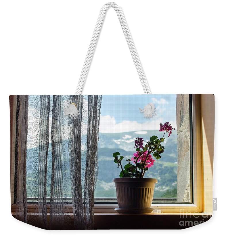 Mountain View Weekender Tote Bag featuring the photograph Rila Mountains-flowers by Steve Somerville