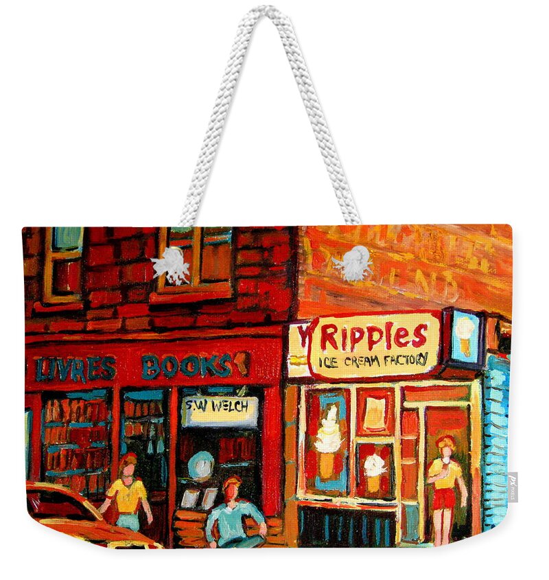 Ripples Icecream Factory Weekender Tote Bag featuring the painting Ripples Ice Cream Factory by Carole Spandau