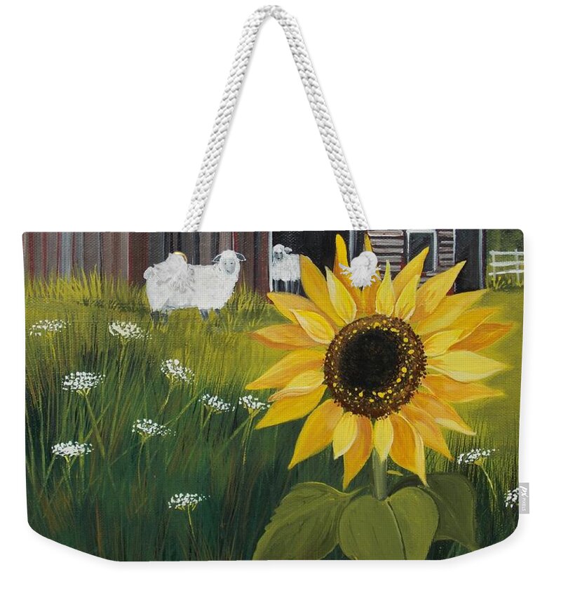 Farm Weekender Tote Bag featuring the painting Rise and Shine by Virginia Coyle