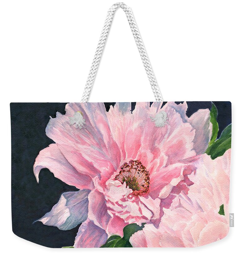 Flowers Weekender Tote Bag featuring the painting Rita's Peonies by June Hunt