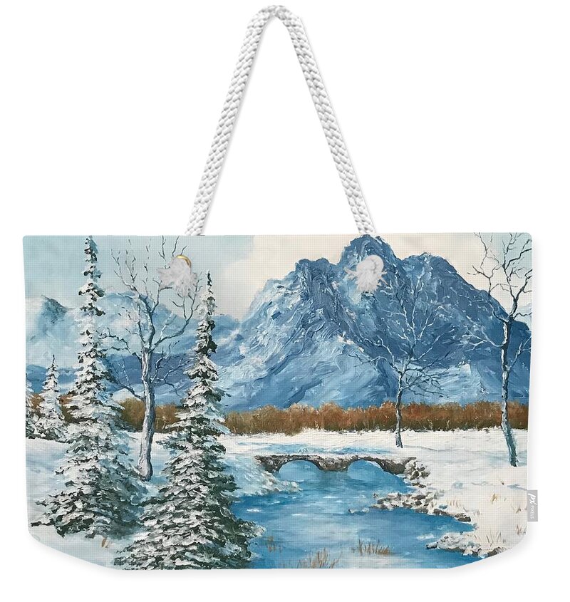 Nez Perce Weekender Tote Bag featuring the painting Nez Perce Mountains by ML McCormick
