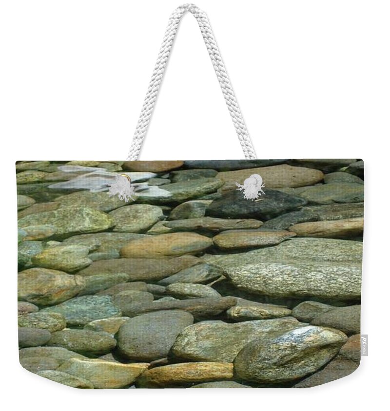 Cool Weekender Tote Bag featuring the photograph River Rock by Sherry Clark
