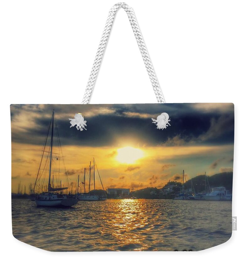  Weekender Tote Bag featuring the photograph River Sunset by Elizabeth Harllee