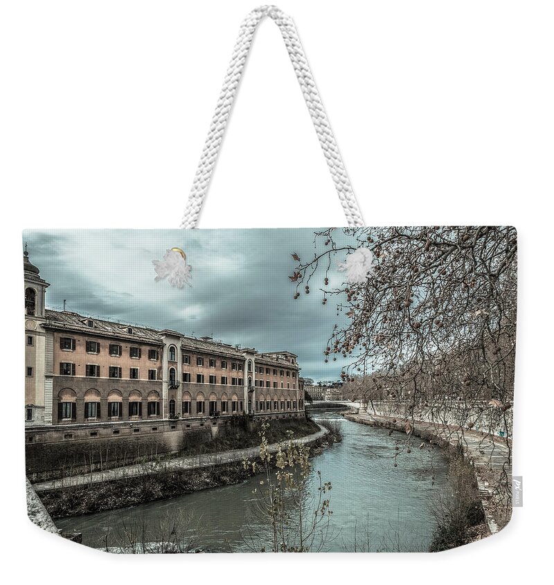 Landscape Weekender Tote Bag featuring the photograph River Tiber by Sergey Simanovsky